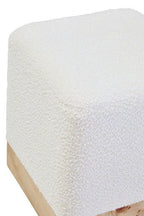 Mota Burl Wood And Cream Boucle Square Stool - MOOAZAA