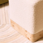 Mota Burl Wood And Cream Boucle Square Stool - MOOAZAA
