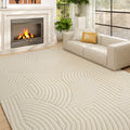 HOMCOM Modern Geometric Rug, Thick Plush, Non-Slip, 160 x 120 cm – Cream, Living Room/Bedroom/Office