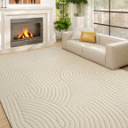 HOMCOM Modern Geometric Rug, Thick Plush, Non-Slip, 160 x 120 cm – Cream, Living Room/Bedroom/Office
