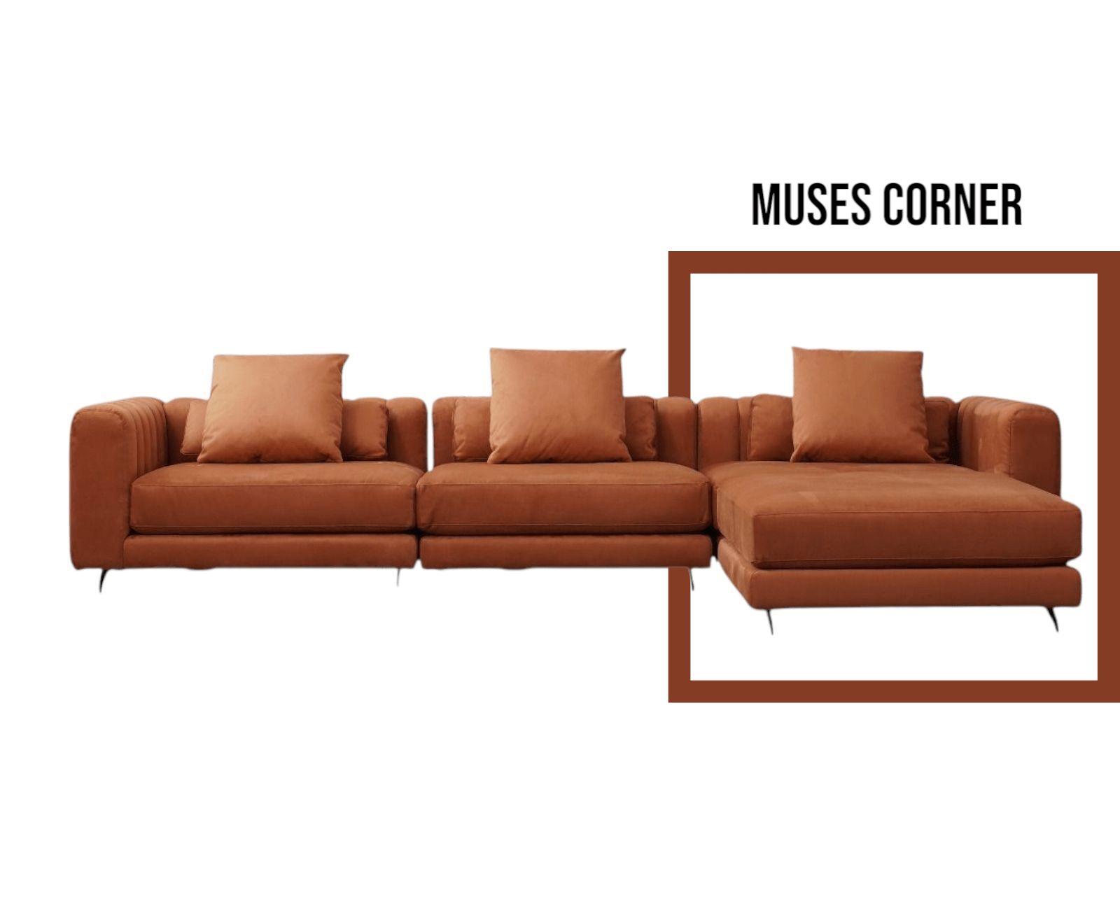 MUSES Modern Leather Sectional Corner Sofa With Cushions - MOOAZAA 