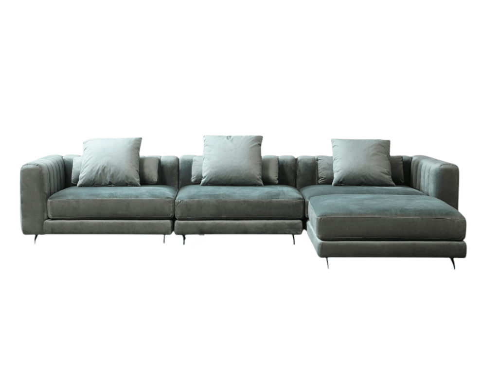 MUSES Modern Leather Sectional Corner Sofa With Cushions - MOOAZAA 