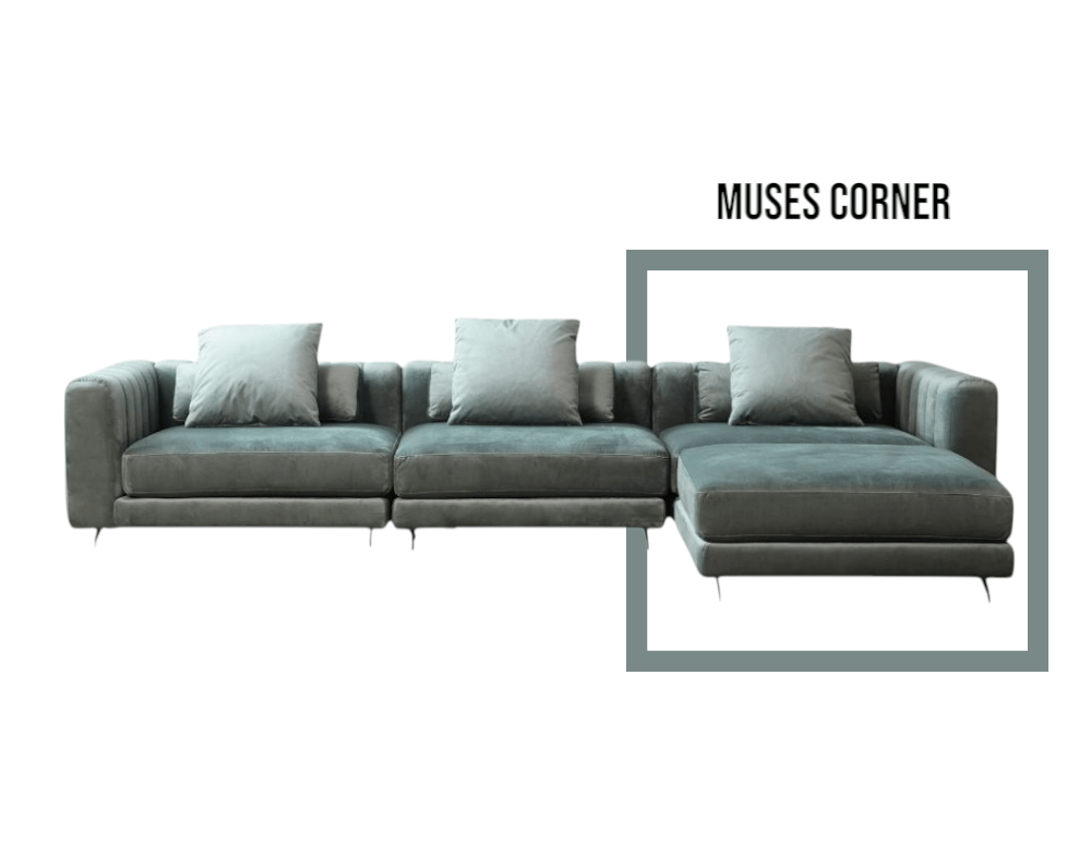 MUSES Modern Leather Sectional Corner Sofa With Cushions - MOOAZAA 