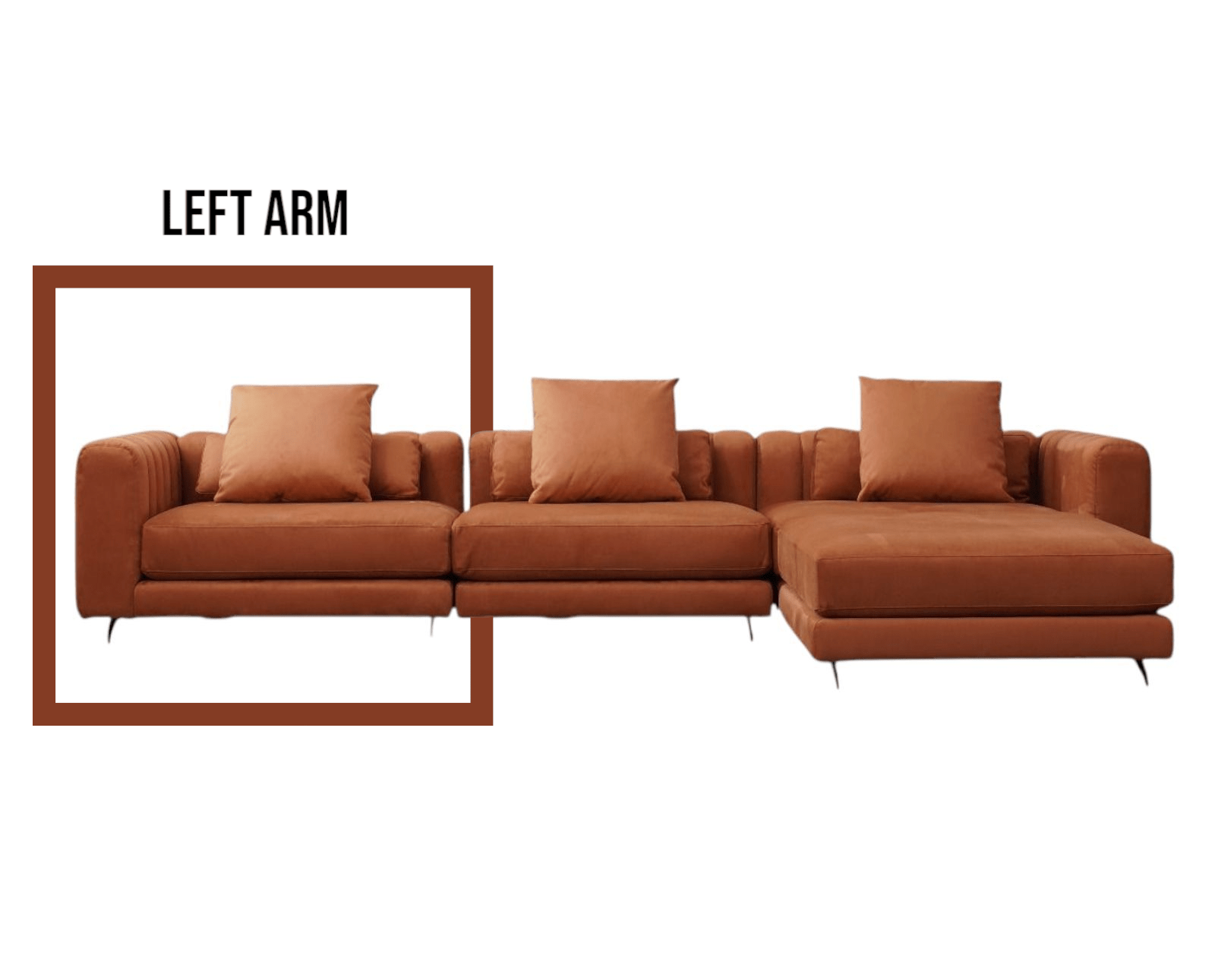 MUSES Modern Leather Sectional Corner Sofa With Cushions - MOOAZAA 