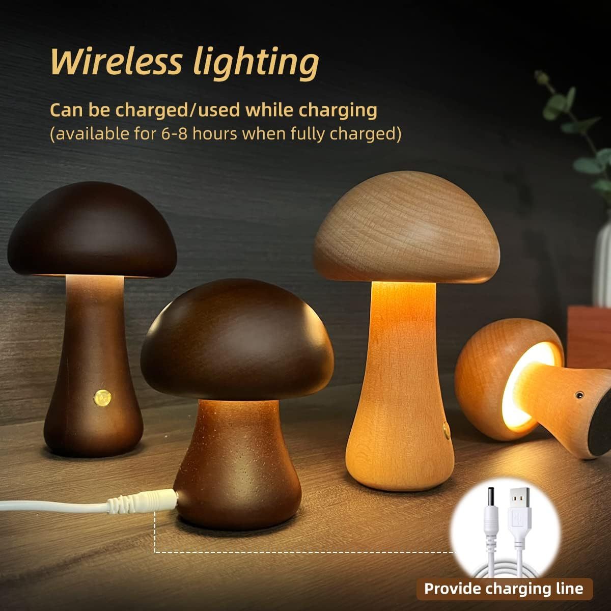 MUSHROOM WOOD LED LAMP - MOOAZAA 