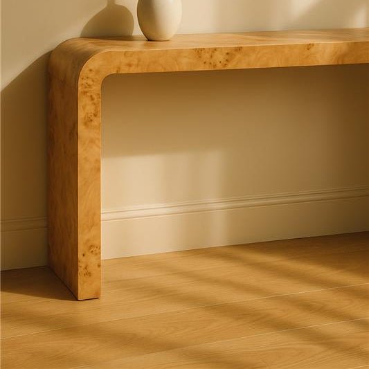 Natural Burl Wood Curved Console Table with Smooth Curved Edges | Mota - MOOAZAA