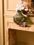 Natural Burl Wood Curved Console Table with Smooth Curved Edges | Mota - MOOAZAA