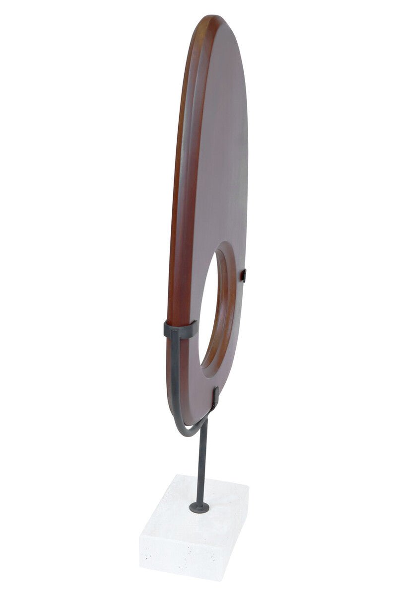 Natural Wood Vertical Sculpture with Travertine Base | Westo - MOOAZAA