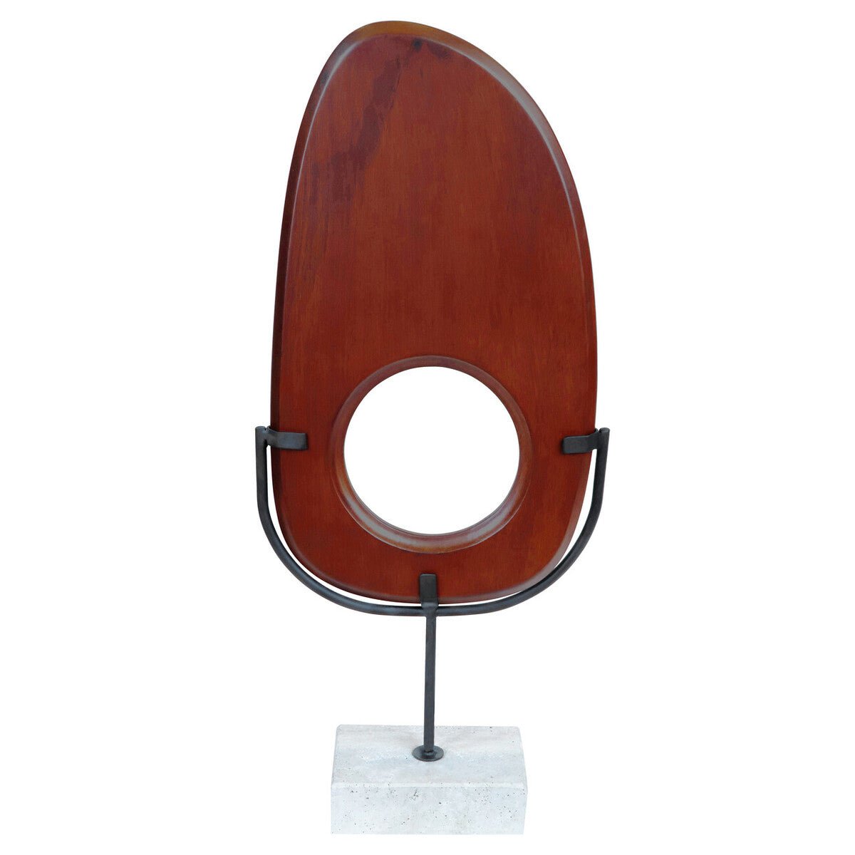 Natural Wood Vertical Sculpture with Travertine Base | Westo - MOOAZAA