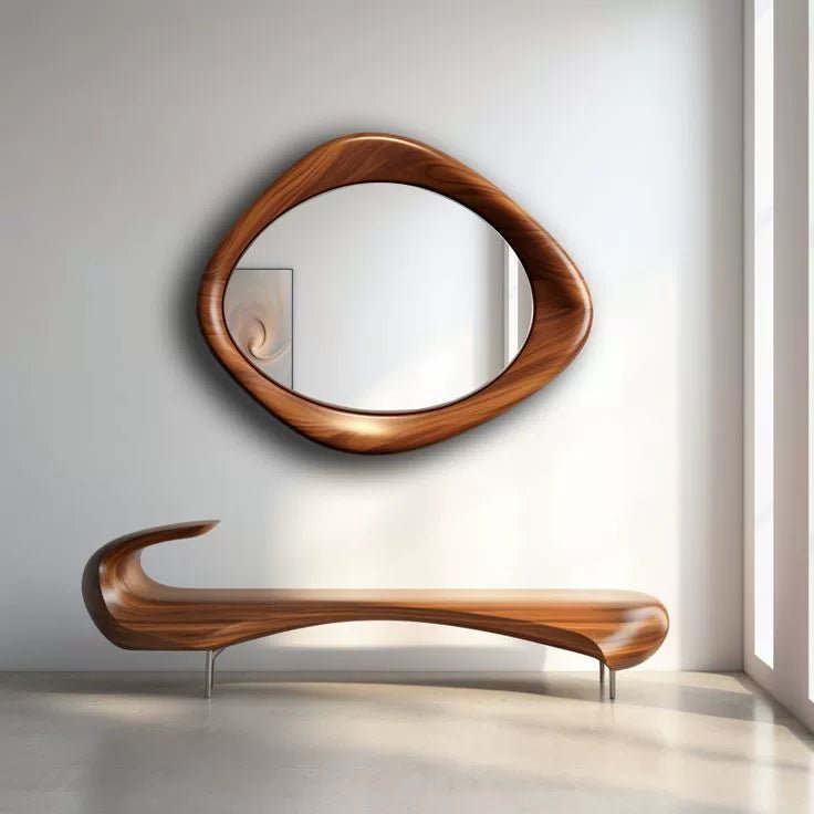 Nature's Canvas Wall-mounted Bathroom Wood Mirror - MOOAZAA 