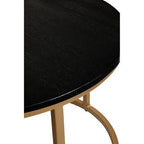 Nest of 2 Black Round Marble Top Tables with Gold Finish Metal Frames | Varana - MOOAZAA