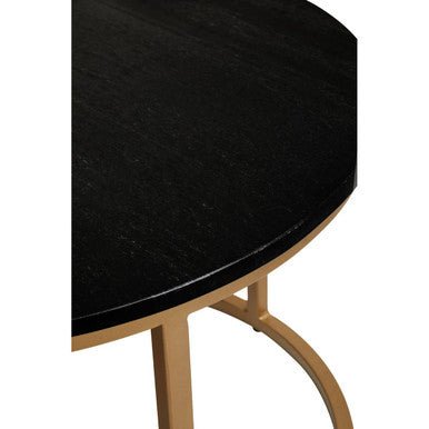 Nest of 2 Black Round Marble Top Tables with Gold Finish Metal Frames | Varana - MOOAZAA