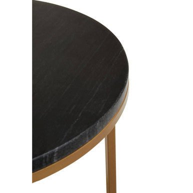 Nest of 3 Black Marble Round Top Nesting Tables with Matte Gold Metal Base | Varana - MOOAZAA