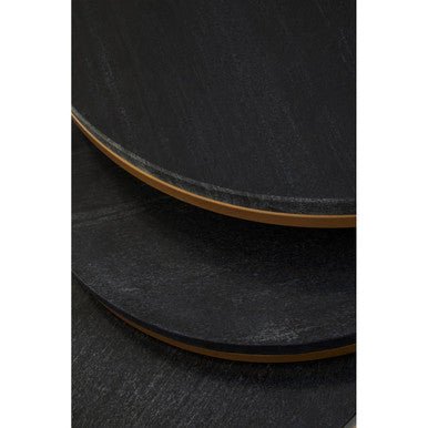 Nest of 3 Black Marble Round Top Nesting Tables with Matte Gold Metal Base | Varana - MOOAZAA