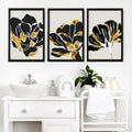 Bathroom decor gold | set of 3 framed wall art