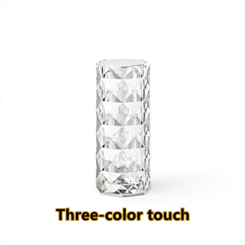 Nordic Crystal Lamp USB Table Lamps Bedroom Touch Dimming Atmosphere Diamond Night Light Rose Projector Lamp Decor - MOOAZAA