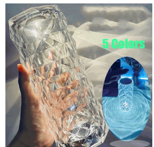Nordic Crystal Lamp USB Table Lamps Bedroom Touch Dimming Atmosphere Diamond Night Light Rose Projector Lamp Decor - MOOAZAA
