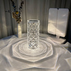 Nordic Crystal Lamp USB Table Lamps Bedroom Touch Dimming Atmosphere Diamond Night Light Rose Projector Lamp Decor - MOOAZAA