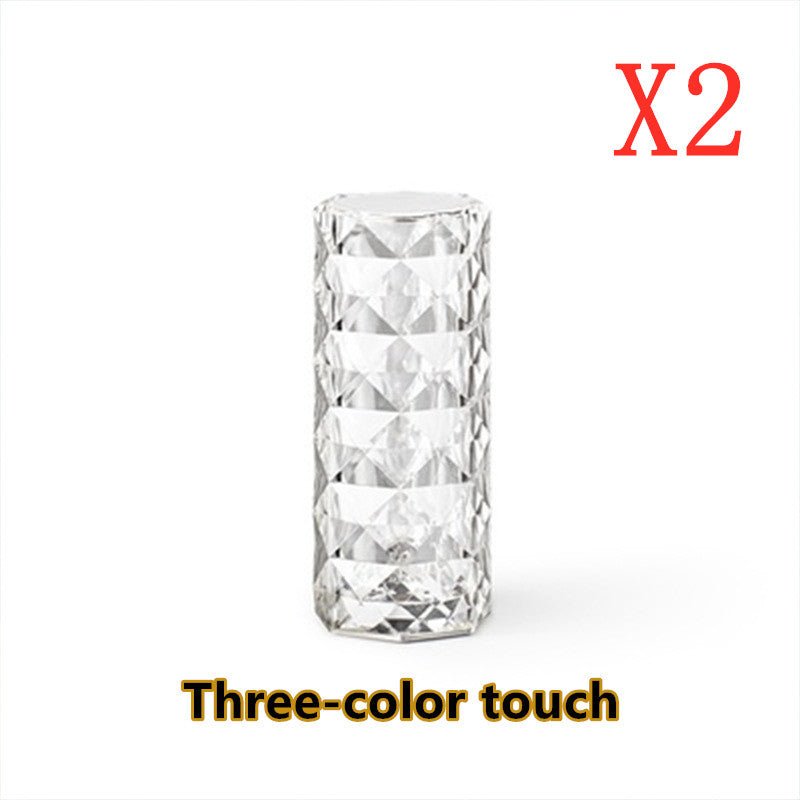 Nordic Crystal Lamp USB Table Lamps Bedroom Touch Dimming Atmosphere Diamond Night Light Rose Projector Lamp Decor - MOOAZAA