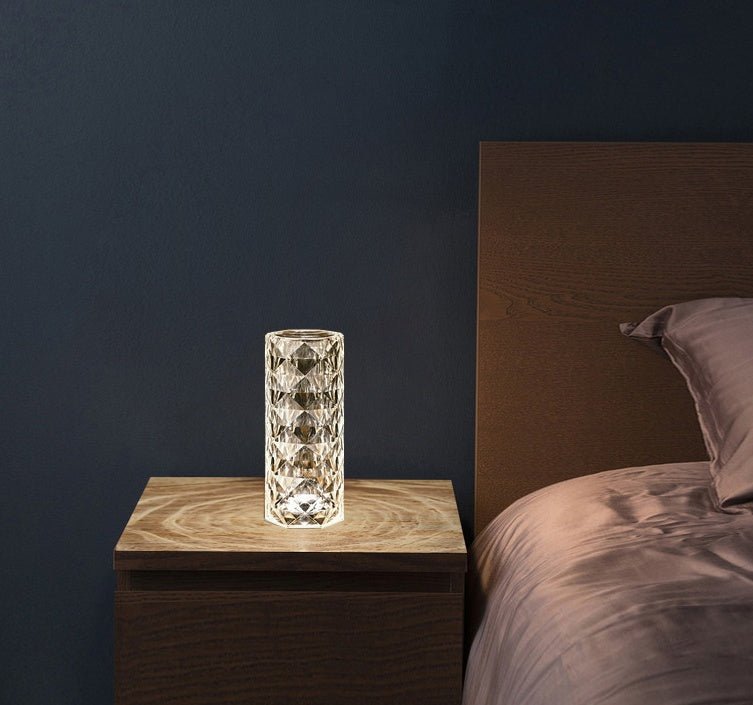 Nordic Crystal Lamp USB Table Lamps Bedroom Touch Dimming Atmosphere Diamond Night Light Rose Projector Lamp Decor - MOOAZAA
