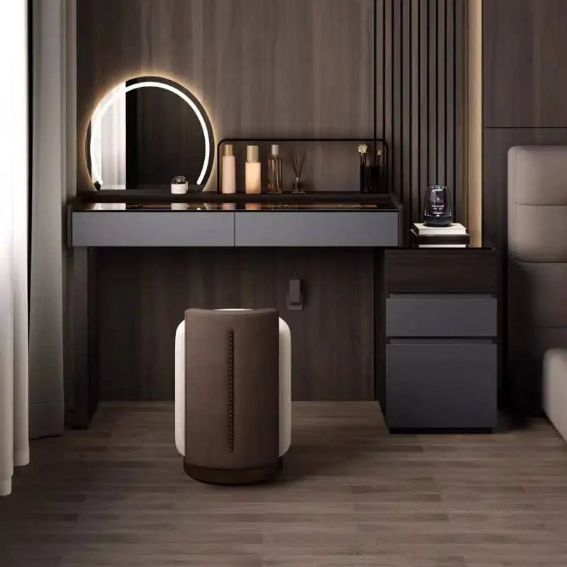 Nordic Glass Top Makeup Vanity Table – Minimalist Dressing Table with Storage Drawers - MOOAZAA