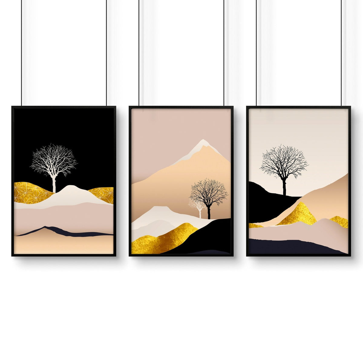 Modern prints for living room | set of 3 wall art prints