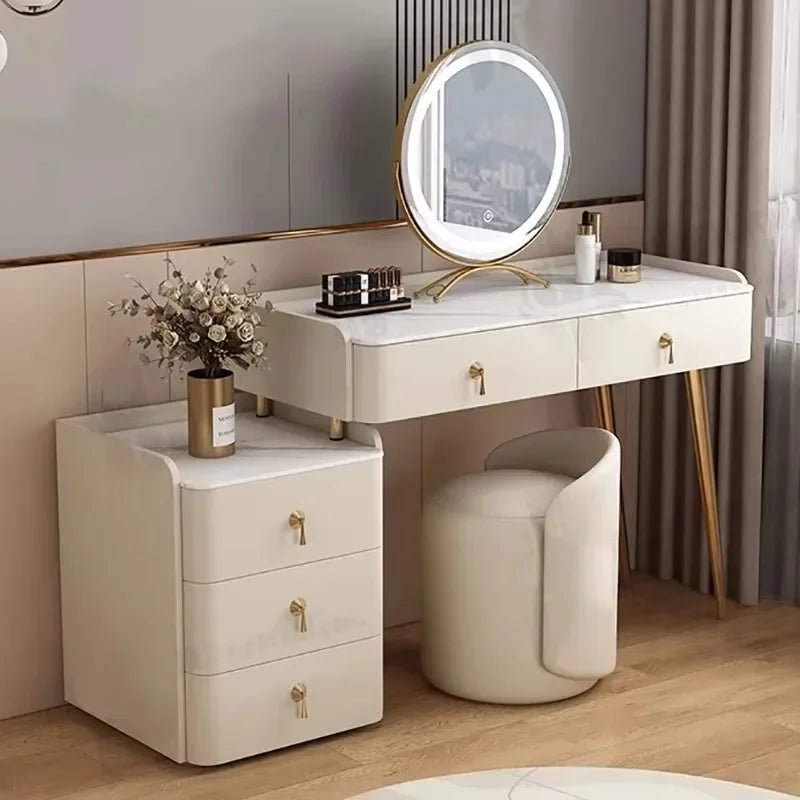 Nordic Style Dressing Table with Mirror & Drawer - MOOAZAA