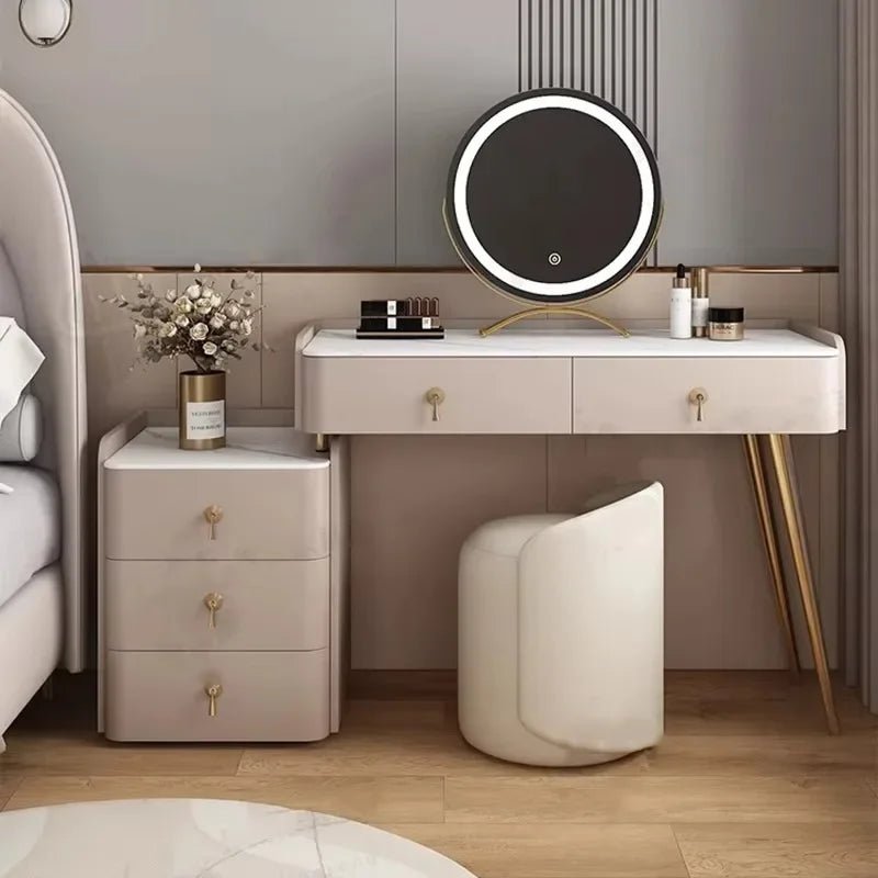 Nordic Style Dressing Table with Mirror & Drawer - MOOAZAA