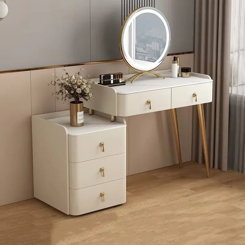 Nordic Style Dressing Table with Mirror & Drawer - MOOAZAA
