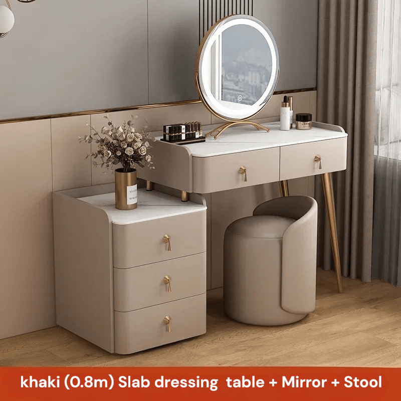 Nordic Style Dressing Table with Mirror & Drawer - MOOAZAA