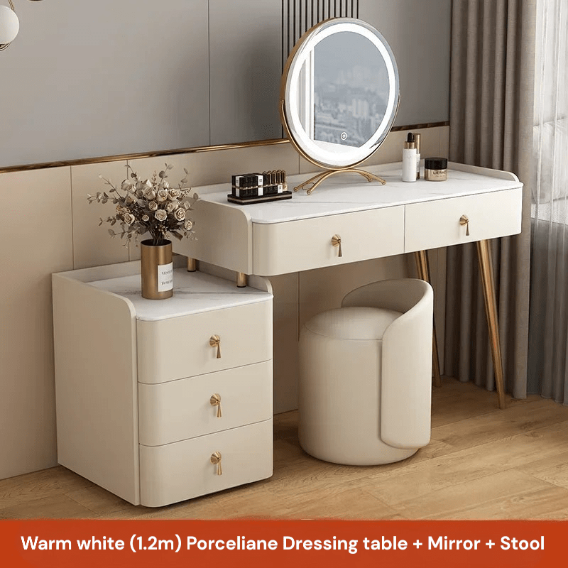 Nordic Style Dressing Table with Mirror & Drawer - MOOAZAA