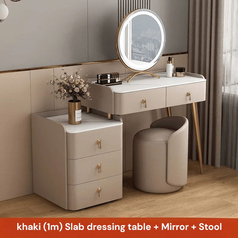 Nordic Style Dressing Table with Mirror & Drawer - MOOAZAA