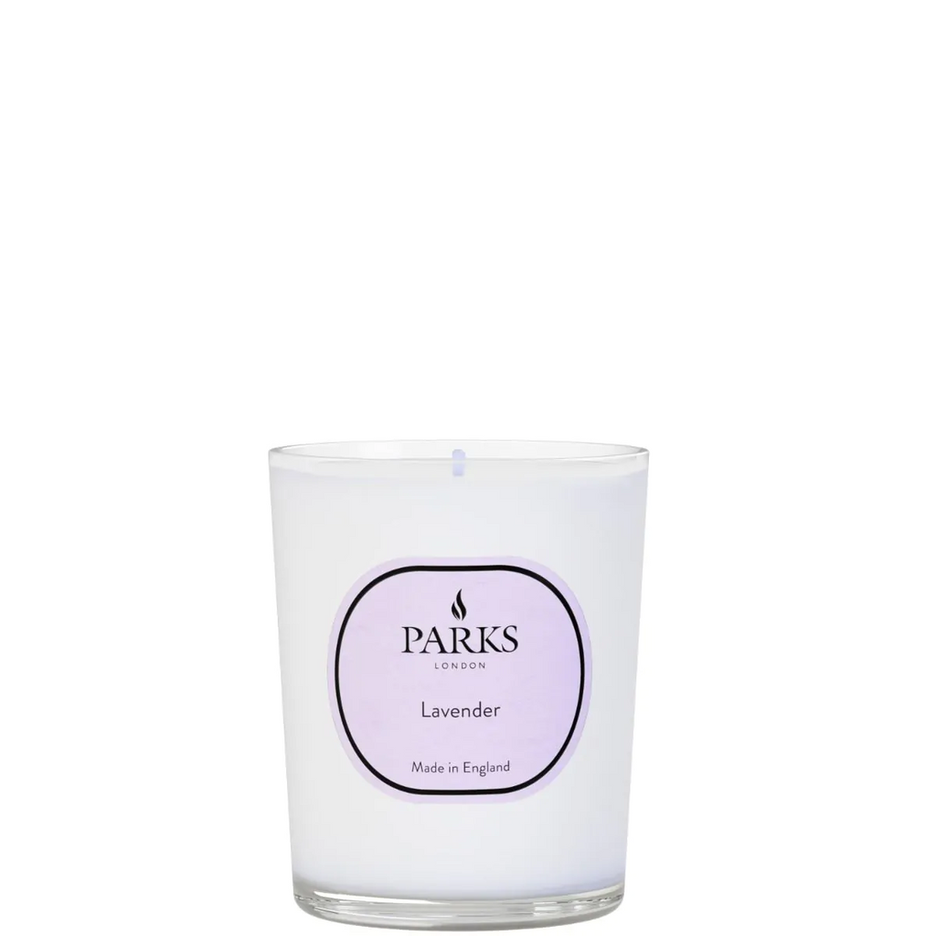 Parks Lavender candle on a white background