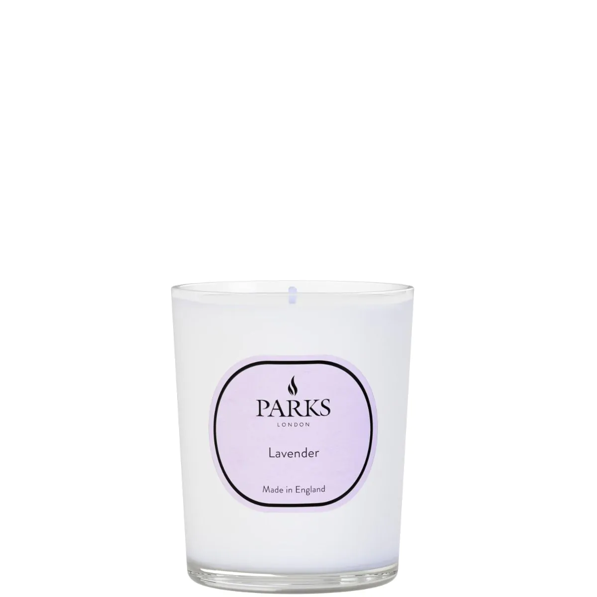 Parks Lavender candle on a white background