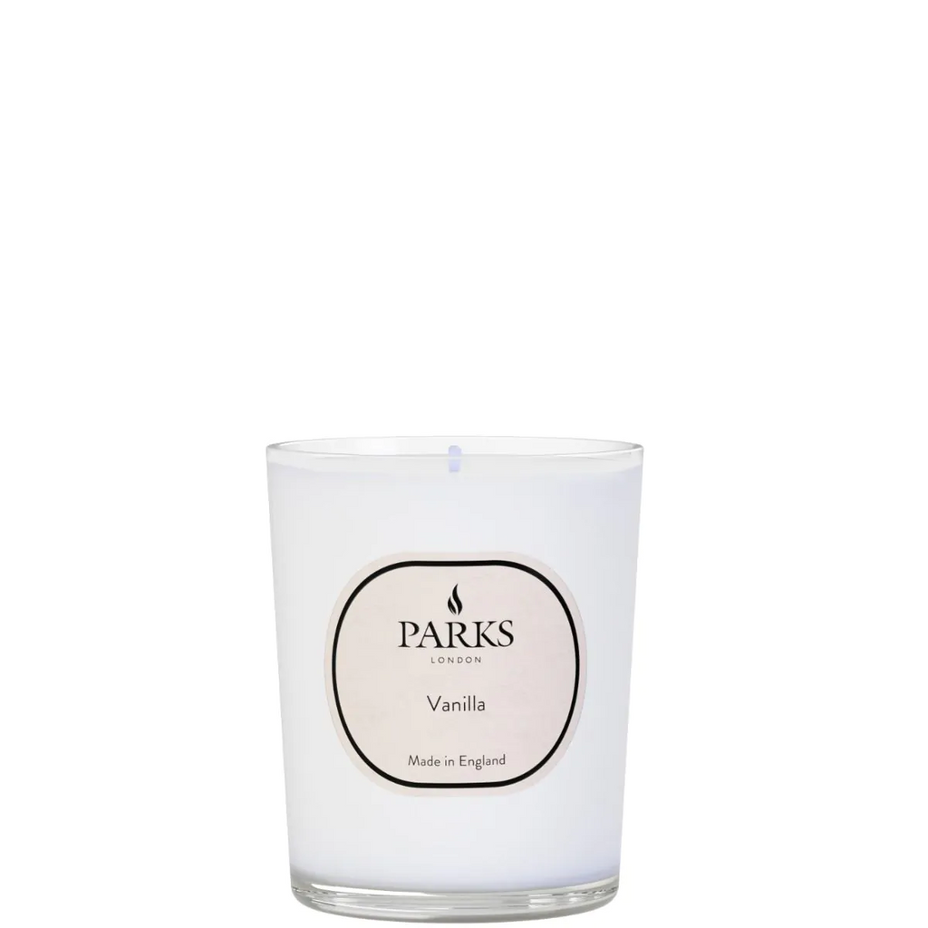 Parks London vanilla candle on a white background