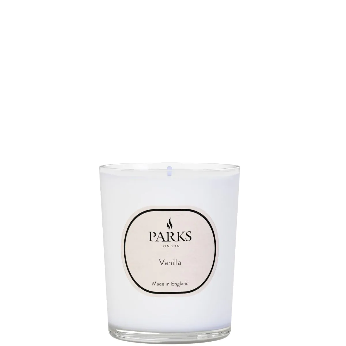 Parks London vanilla candle on a white background