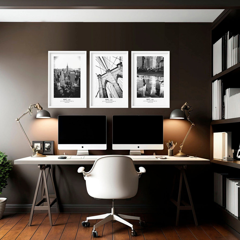 New York Wall Art – Set of 3 Home Office Prints