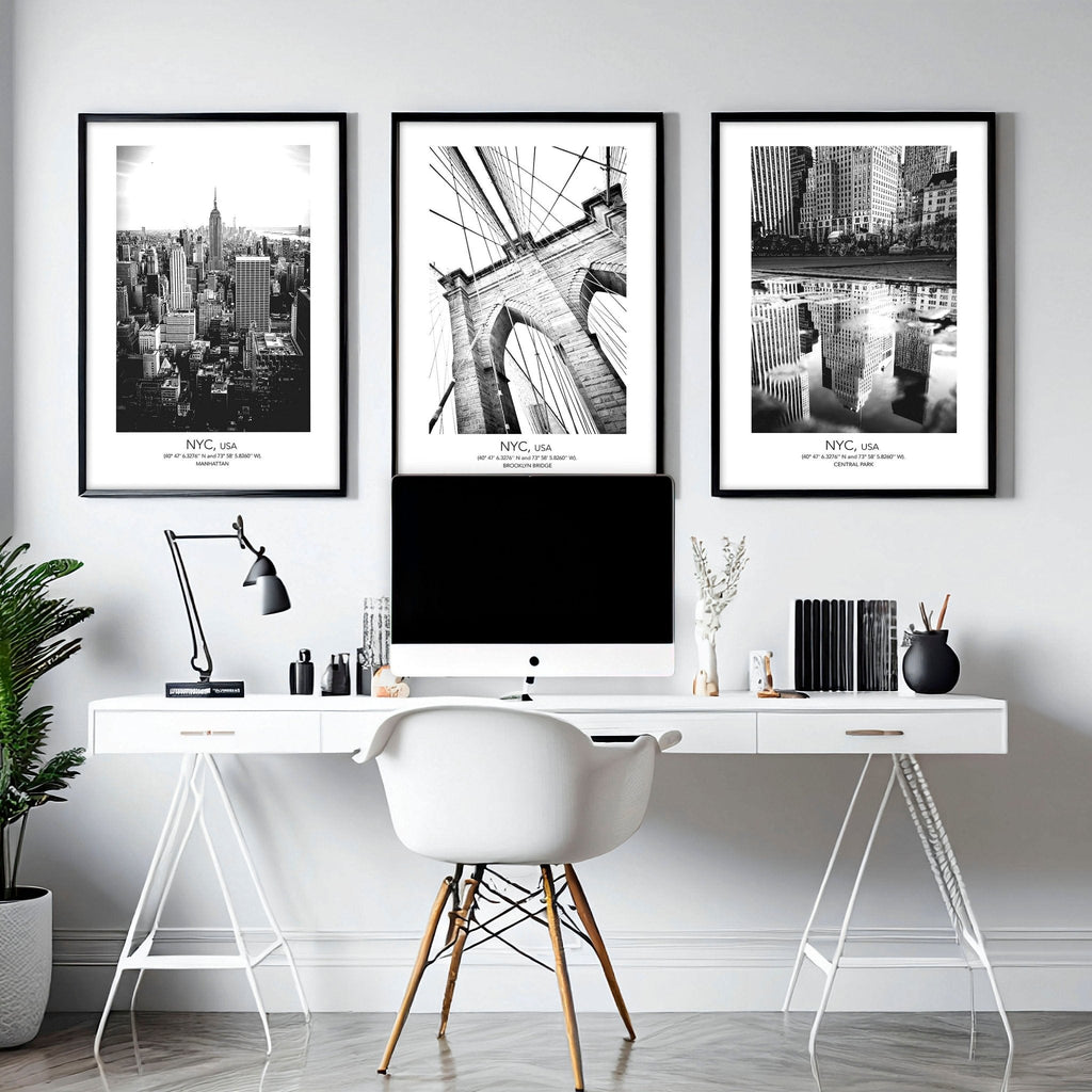 New York Wall Art – Set of 3 Home Office Prints