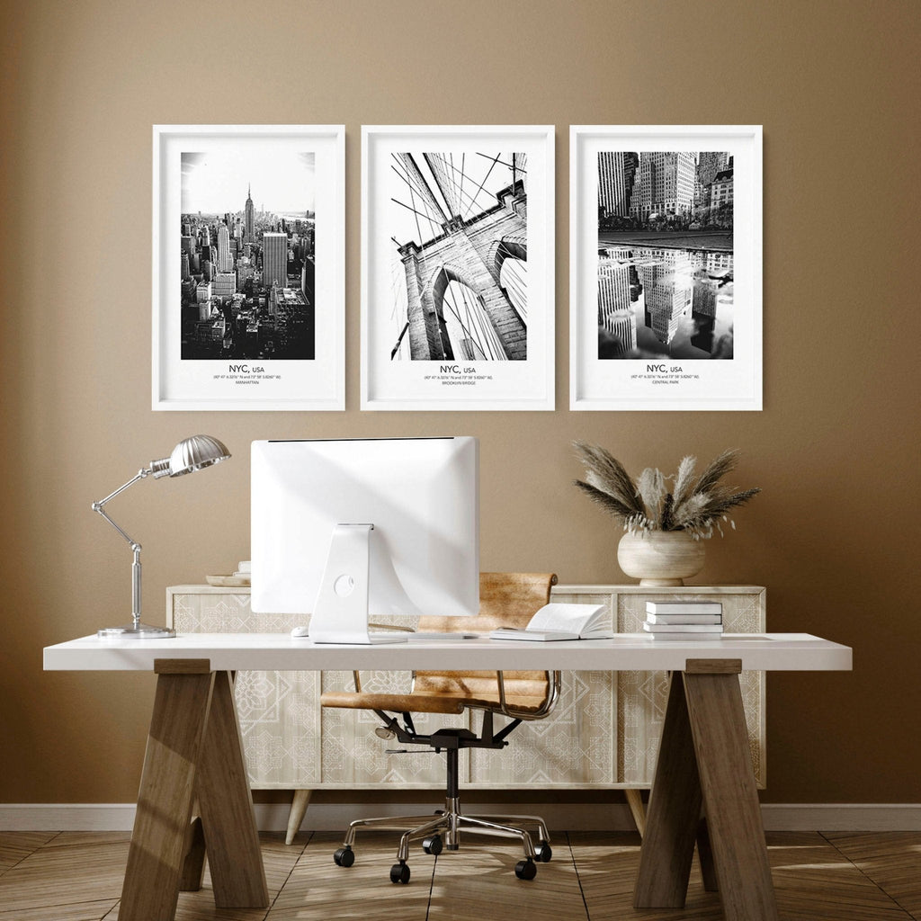 New York Wall Art – Set of 3 Home Office Prints