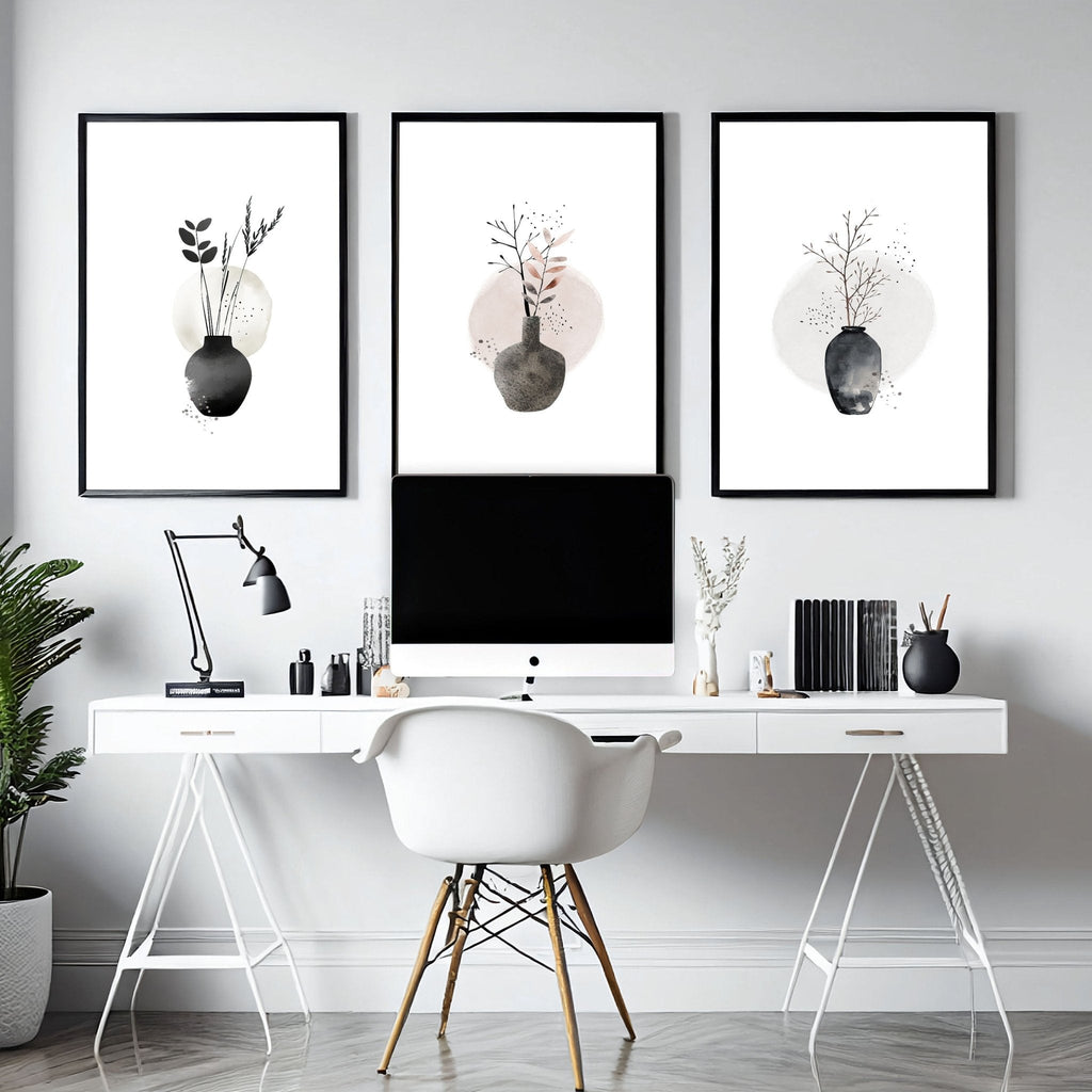 Office Artwork | Set of 3 Serene Japanese Wall Prints