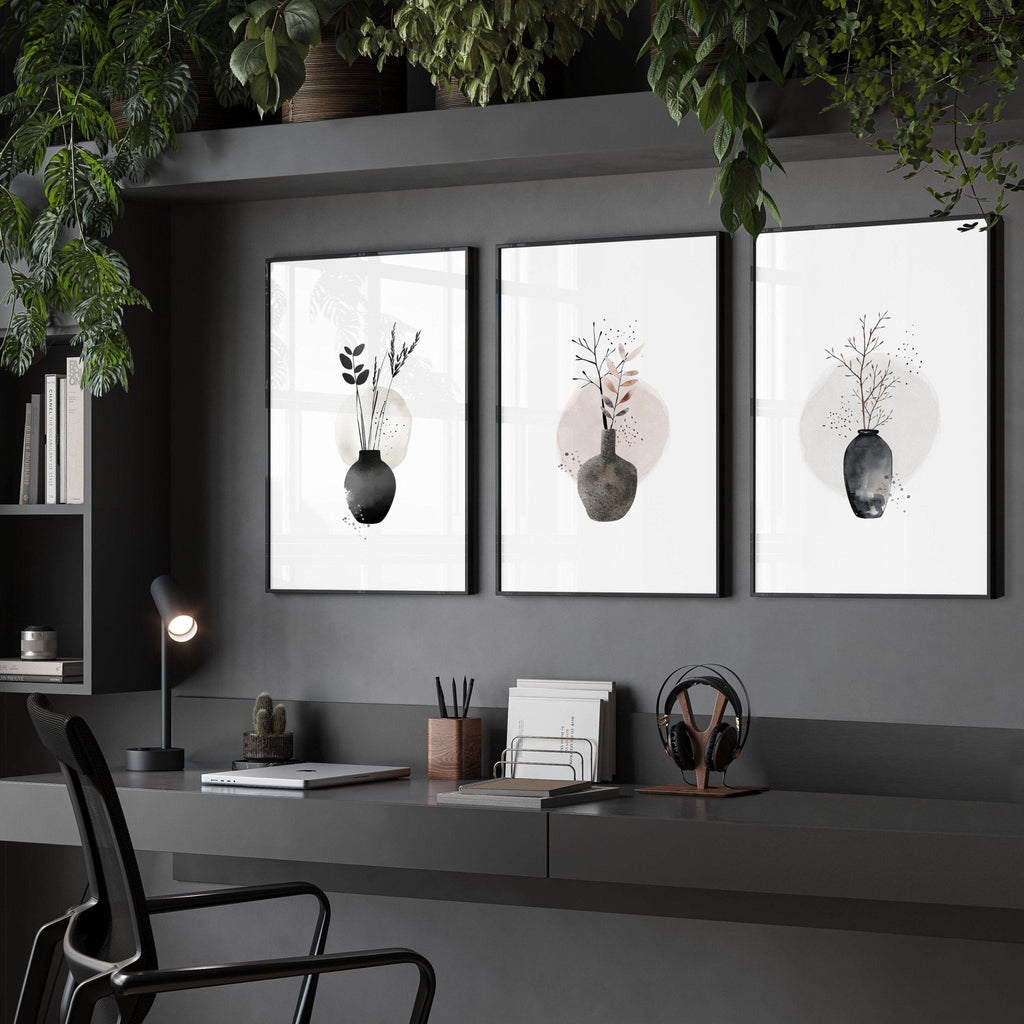 Office Artwork | Set of 3 Serene Japanese Wall Prints