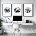Office Wall Art – Set of 3 Framed Mountain Prints