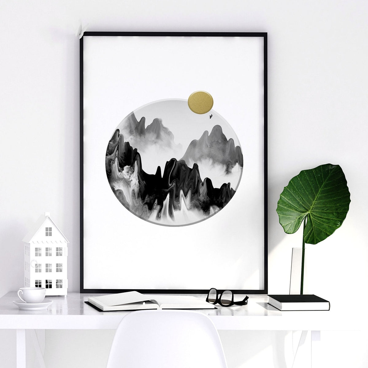 Office Wall Art – Set of 3 Framed Mountain Prints