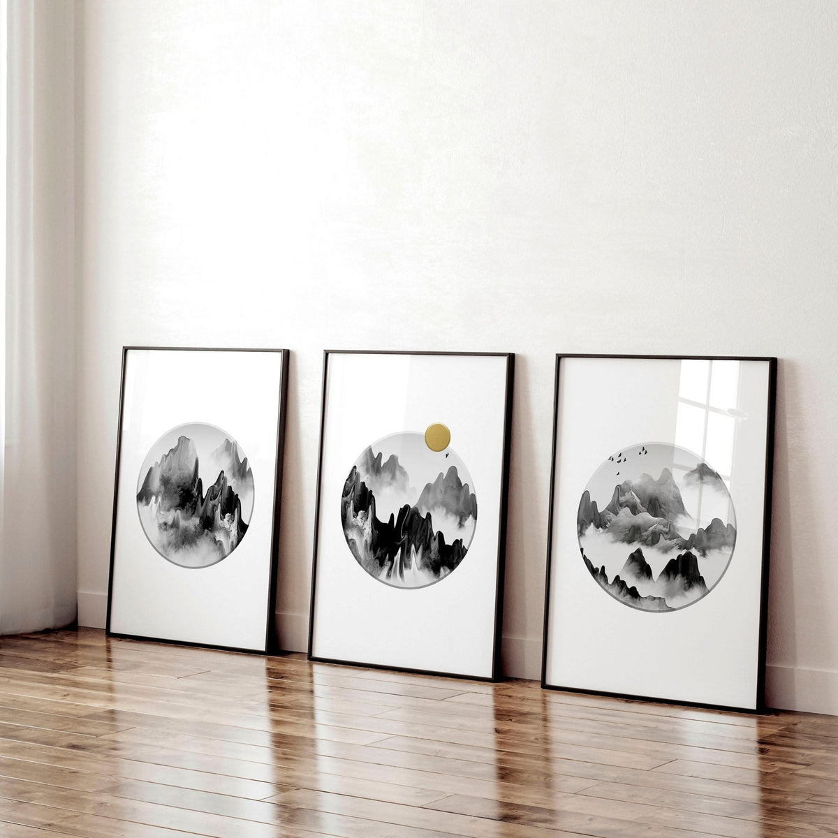 Office Wall Art – Set of 3 Framed Mountain Prints