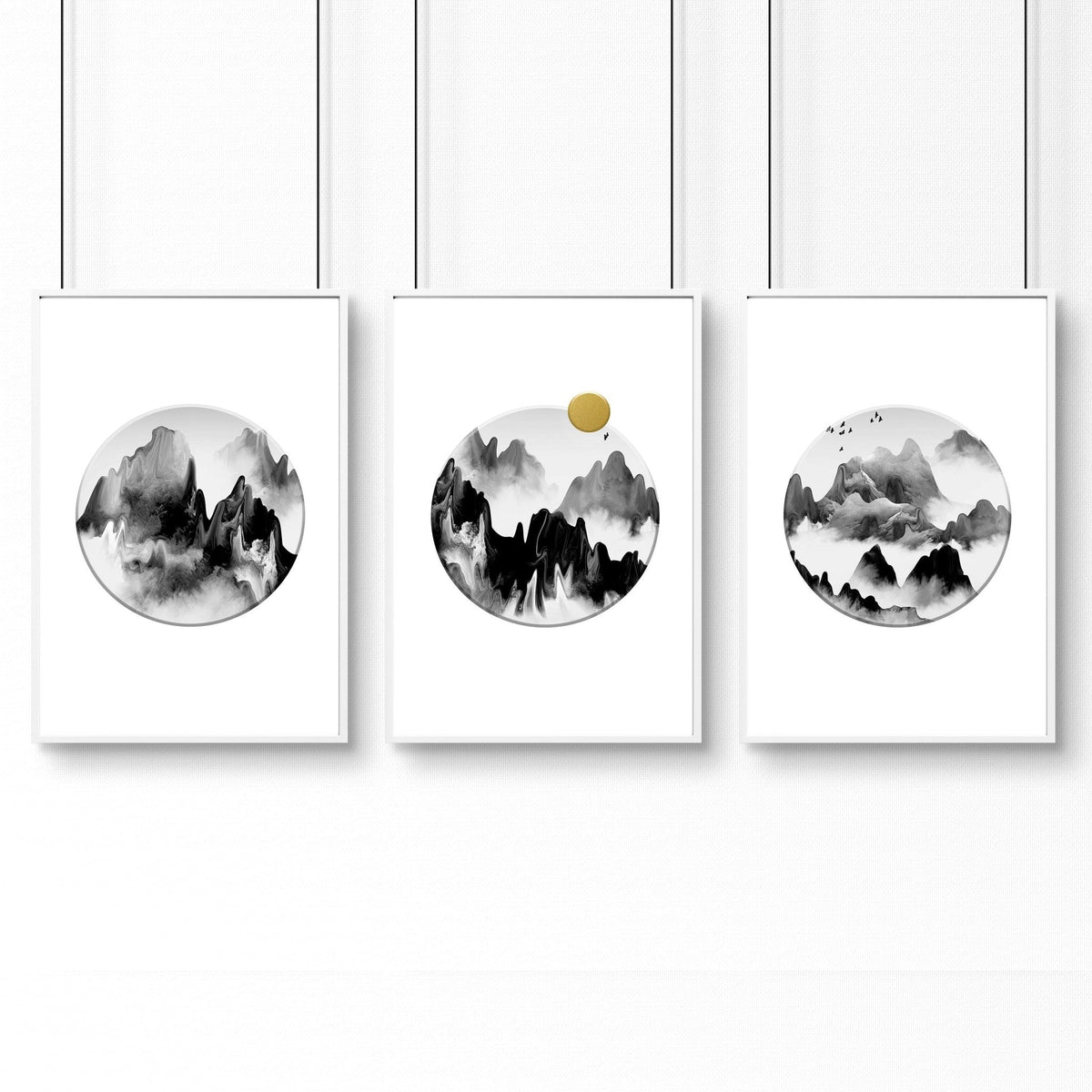 Office Wall Art – Set of 3 Framed Mountain Prints