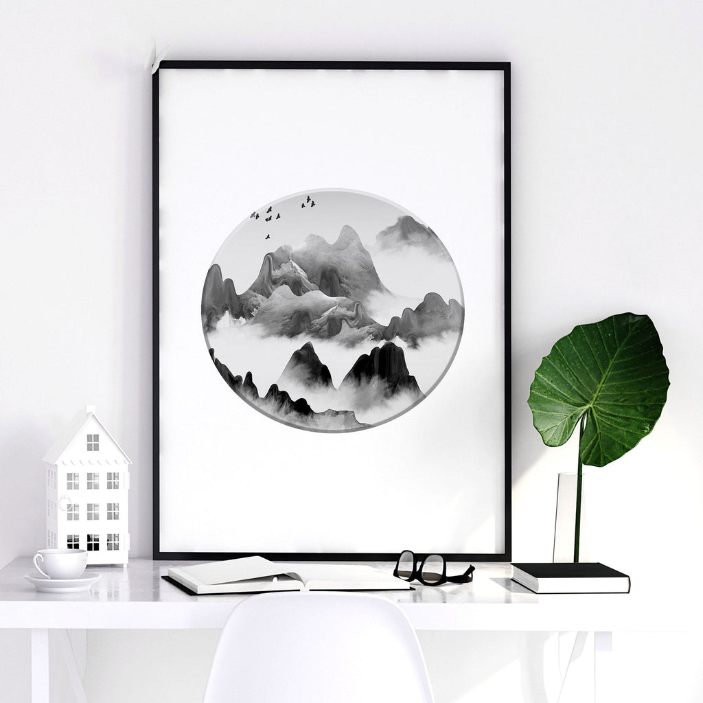 Office Wall Art – Set of 3 Framed Mountain Prints