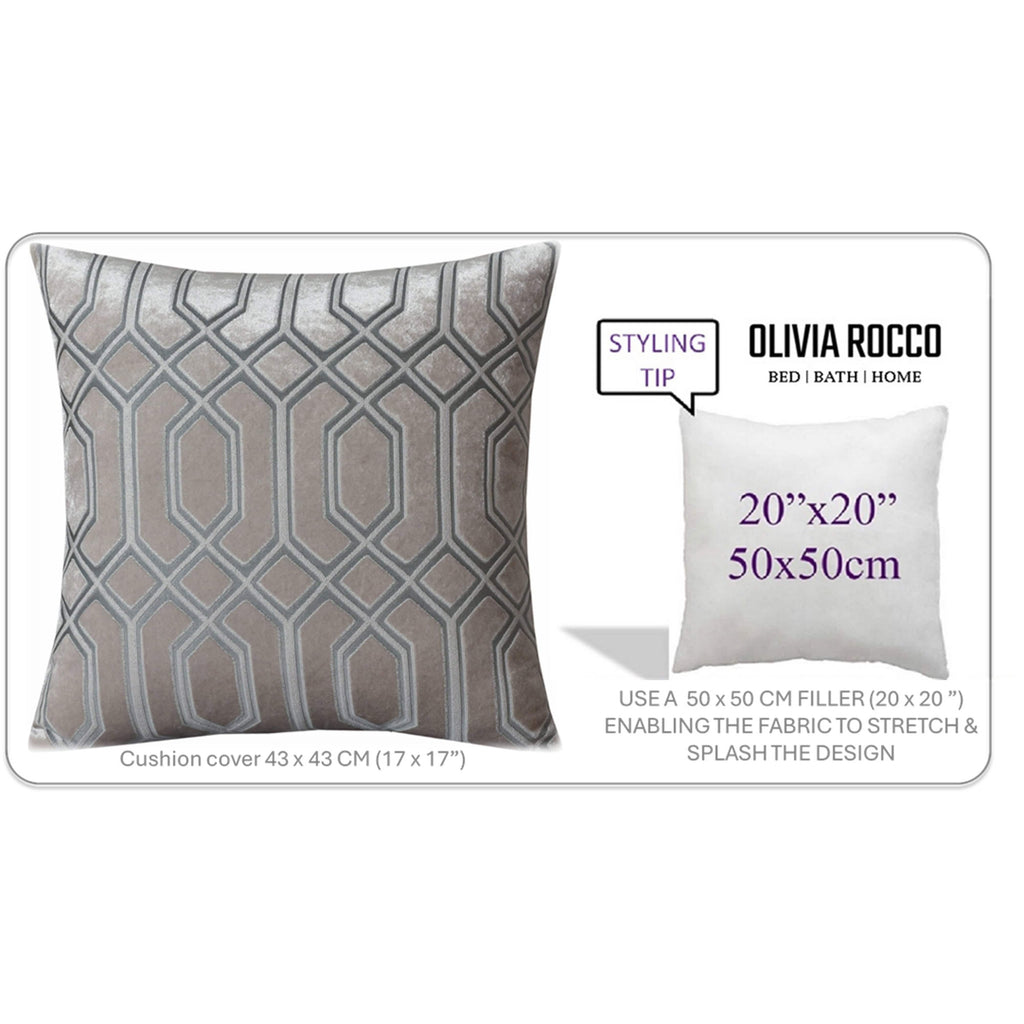 OLIVIA ROCCO Geo Velvet Cushion Covers 2 Pack Champagne Geometric Decorative