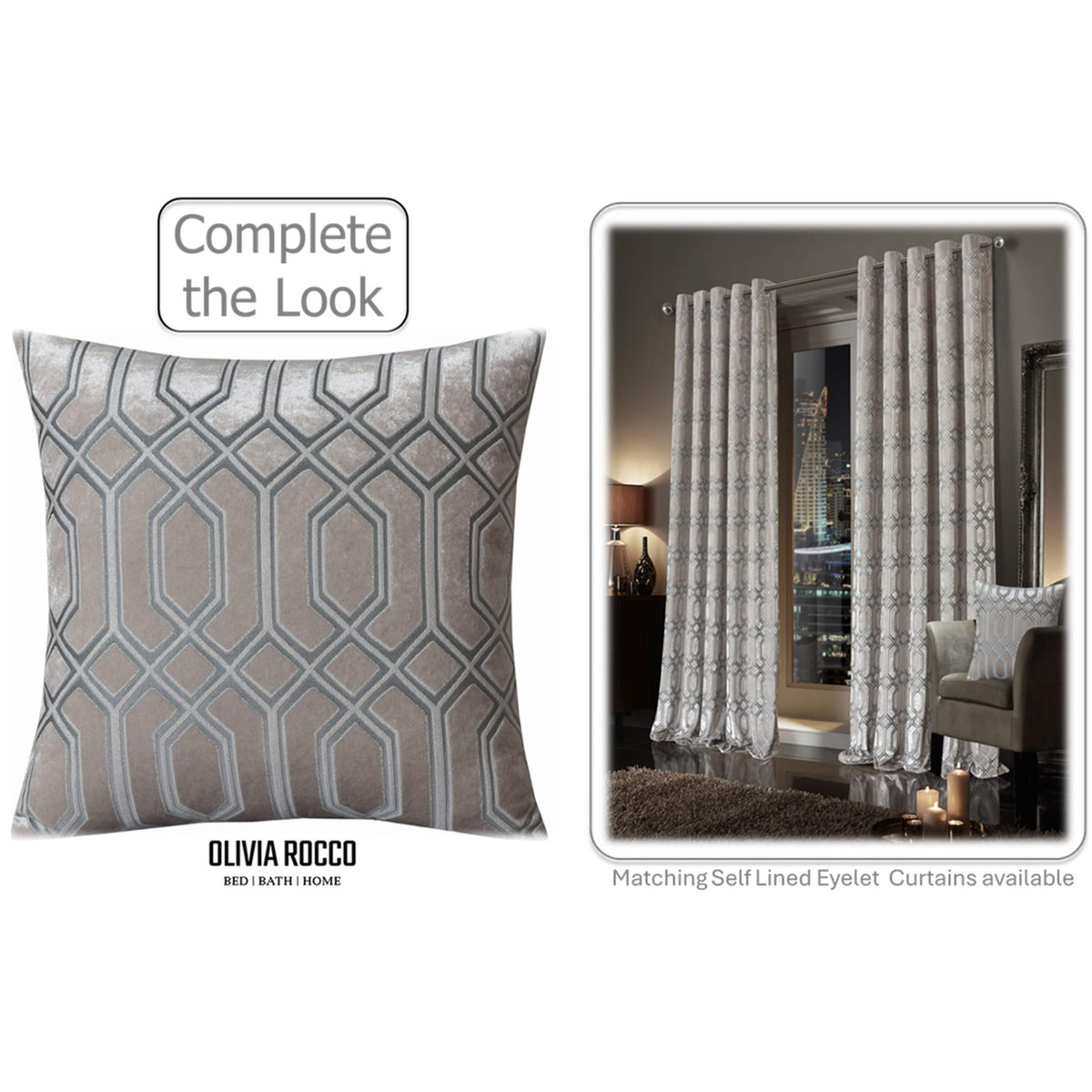 OLIVIA ROCCO Geo Velvet Cushion Covers 2 Pack Champagne Geometric Decorative