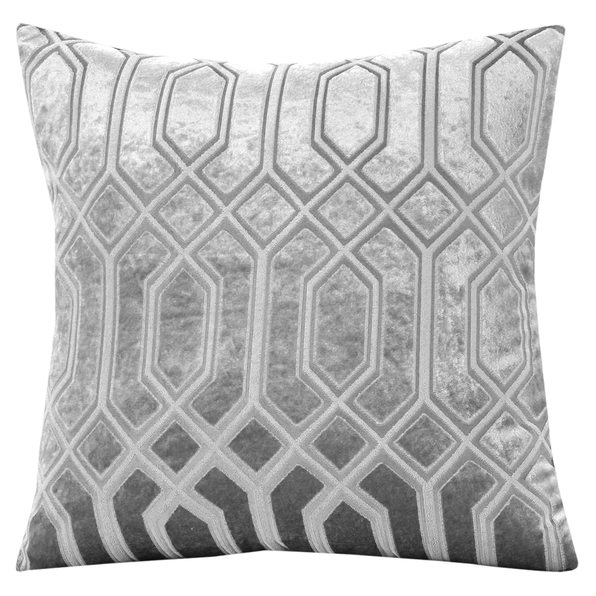 OLIVIA ROCCO Geo Velvet Cushion Covers 2 Pack Grey Geometric Textured Decorative