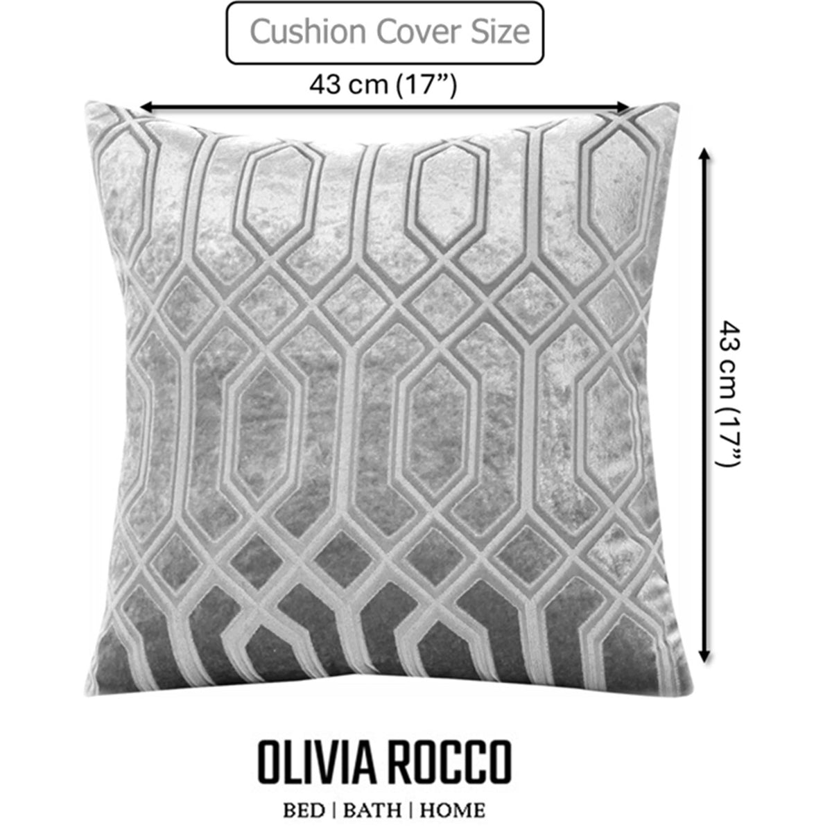 OLIVIA ROCCO Geo Velvet Cushion Covers 2 Pack Grey Geometric Textured Decorative